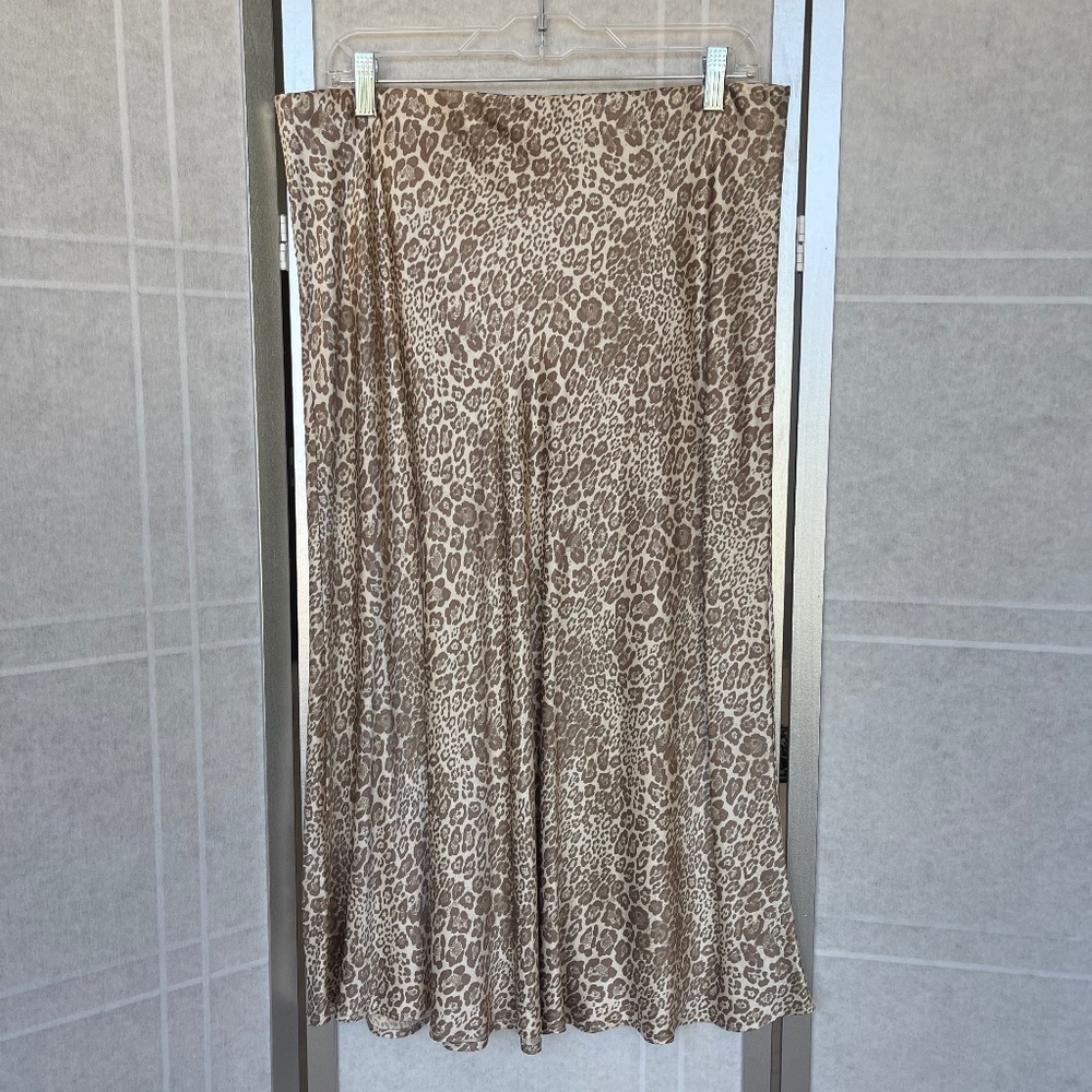 Rails Ivory/Beige Leopard Print Midi Skirt sz XL